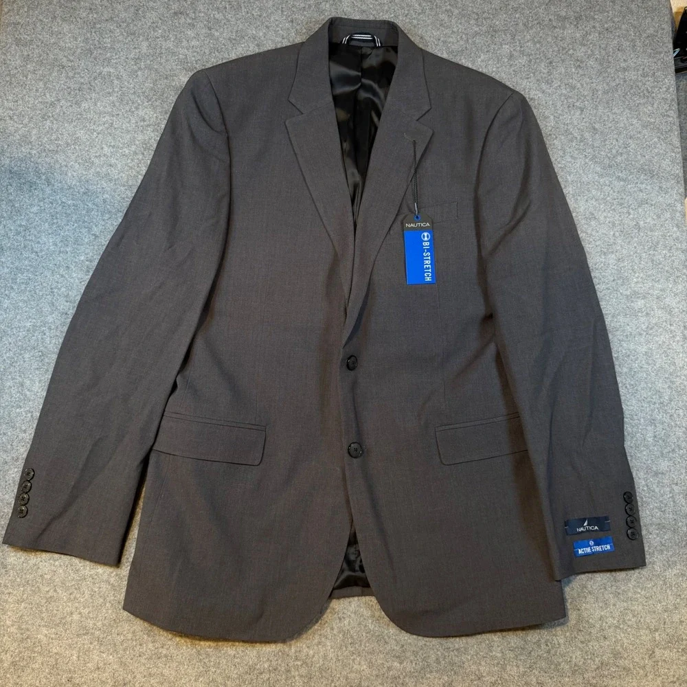 Nautica Mens Modern Fit Bi-Stretch 2-Piece Suit Charcoal Grey 42L W36 NA000276